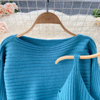 Chic Jersey&Halter V-neck Dress 2Pcs