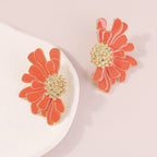 Vintage Alloy Flower Stud Earrings