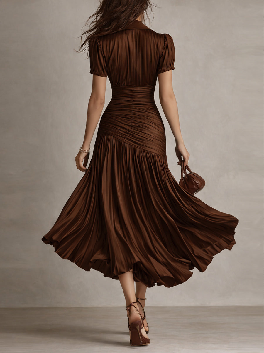 Adriana - Midi Dress in Retro Striped Satin
