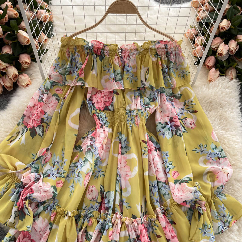 Chiffon Print Puff Sleeves Jumpsuit