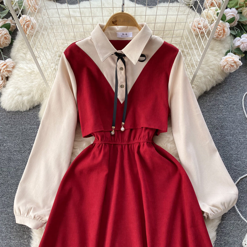 Fake Two-piece Shirt Dress