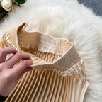 Pressed Pleated Mid-length A-line Skirt