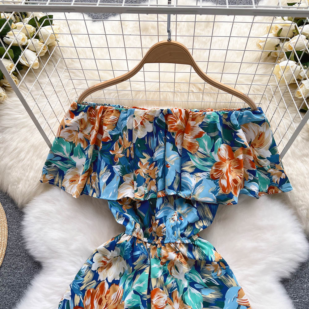 Strapless Floral Ruffled Jumpsuits