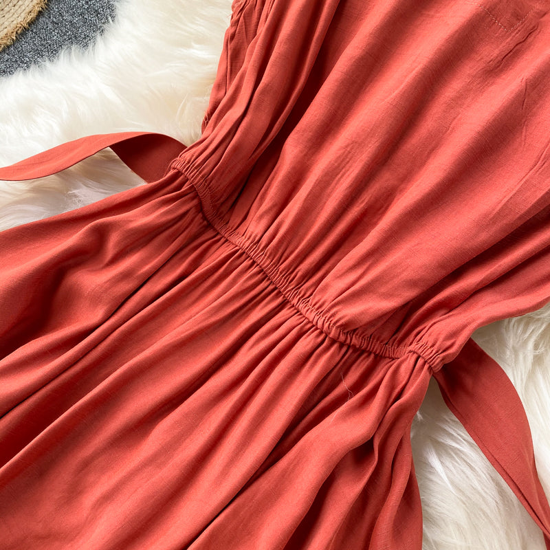 Hollow Crew Neck Sleeveless Tank Dress