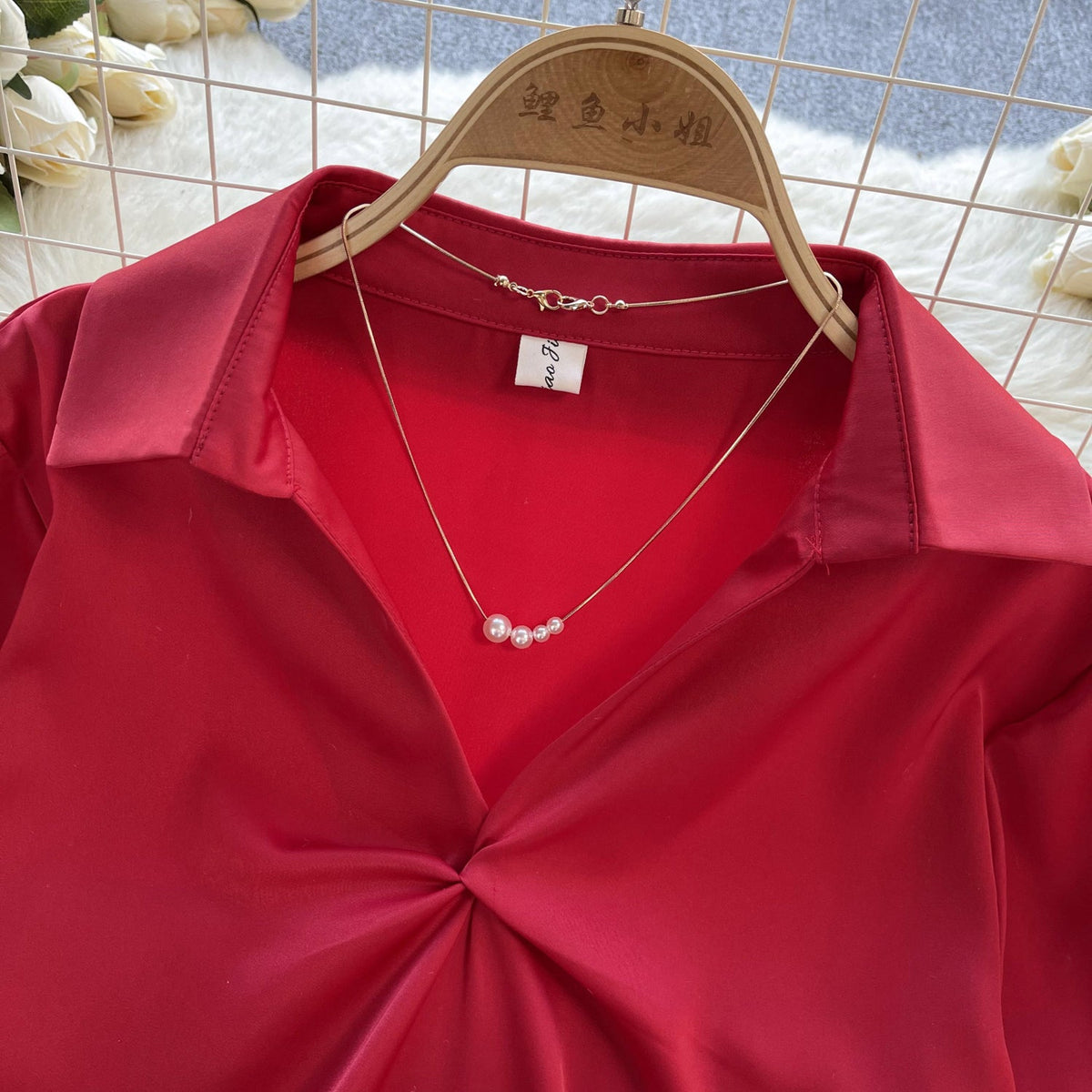 Elegant Solid Color Satin Shirt