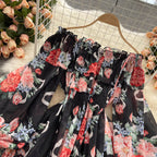 Chiffon Print Puff Sleeves Jumpsuit