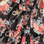 Chiffon Print Puff Sleeves Jumpsuit