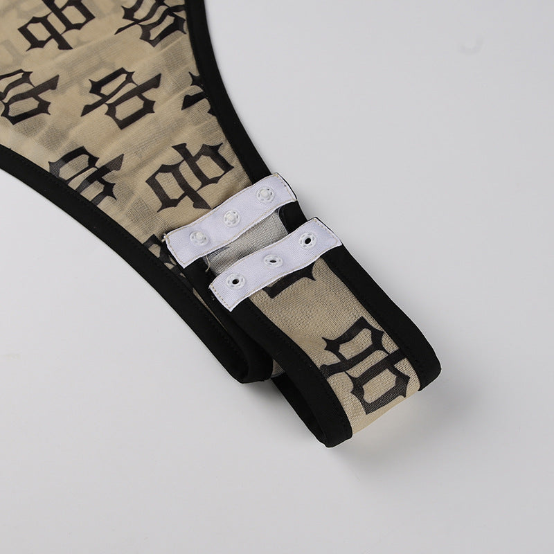 Slim-fitting Pattern Printed Knitted Jumpsuit