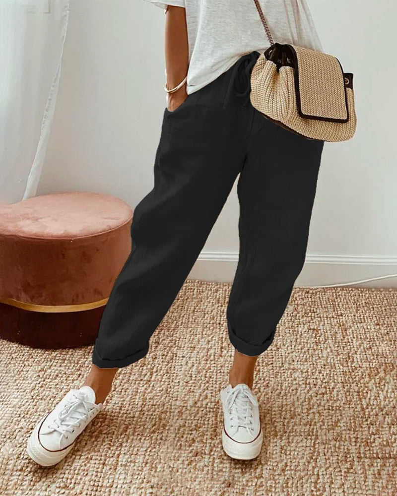 Aisha | Elastic-Waist Fluid Pants