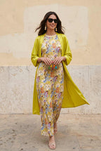 Printed Dress And Coat Set