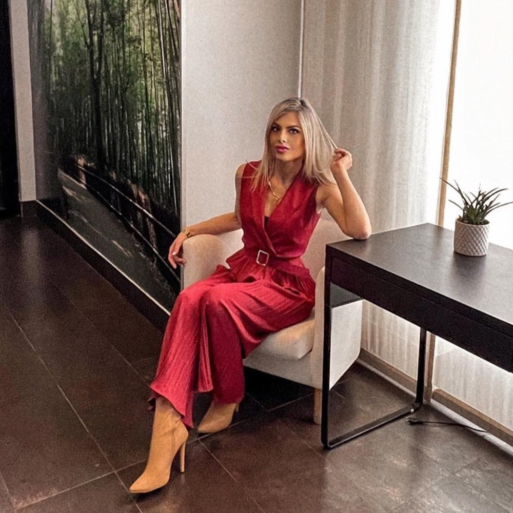 Sleeveless Tie Waist Jumpsuit