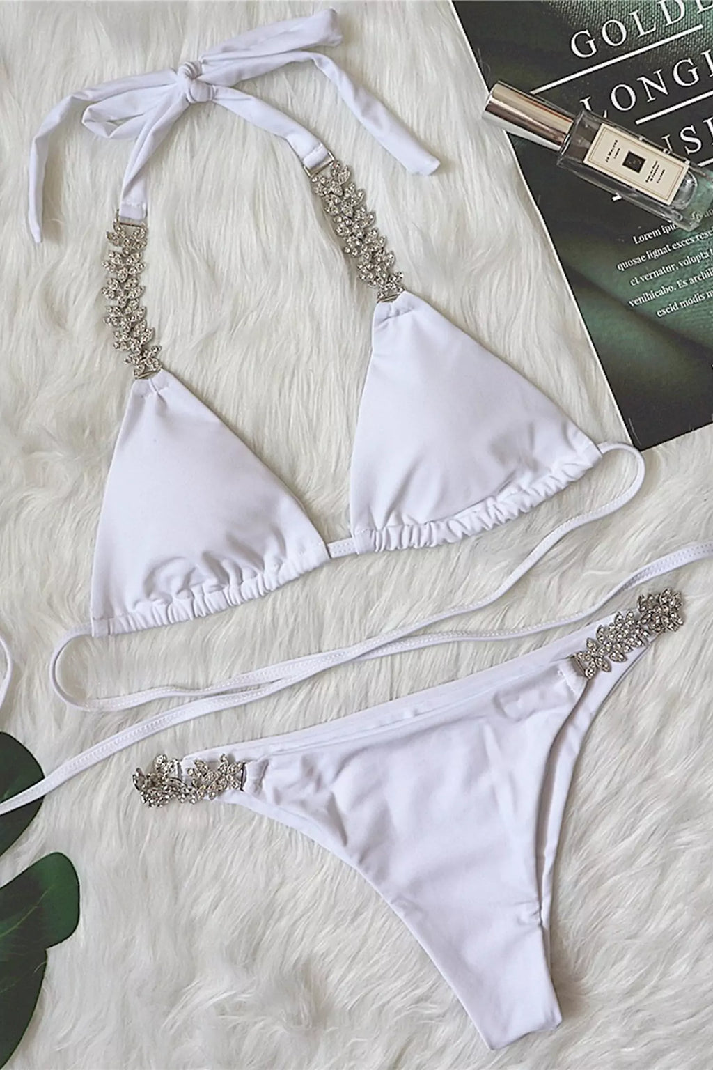 Camira Halter Chain Bikini In White