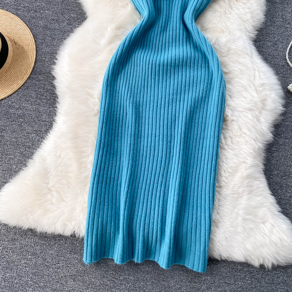Chic Jersey&Halter V-neck Dress 2Pcs