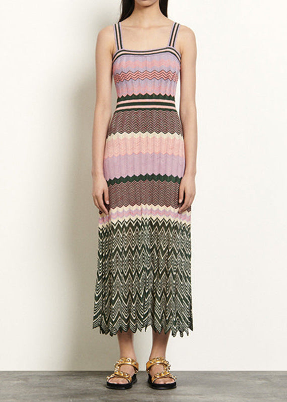 Iyna contrast-color knitted midi dress