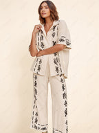 Black Printed Cream Shirt