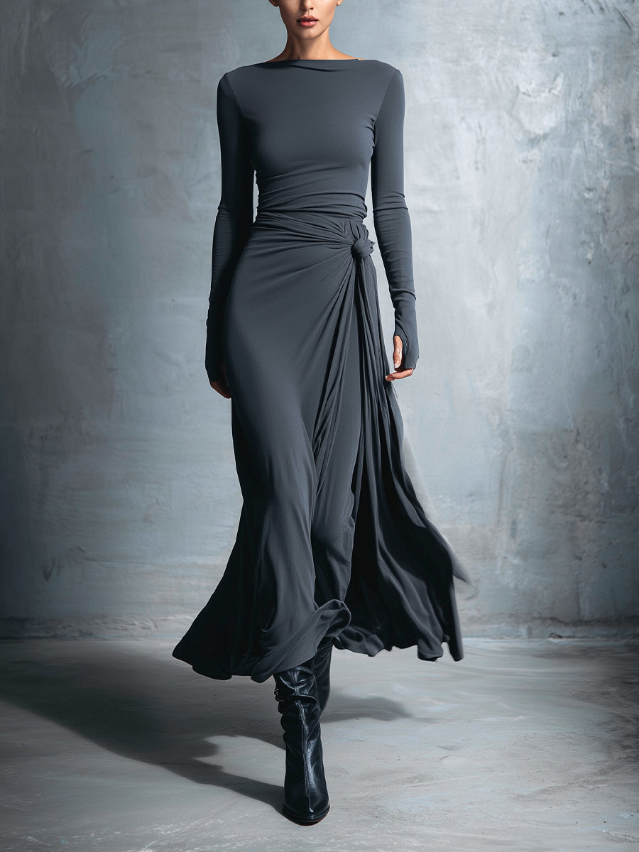 Alba - Long dress with side knot