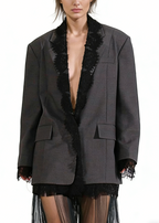 Margaux Grey Lace-Panel Blazer