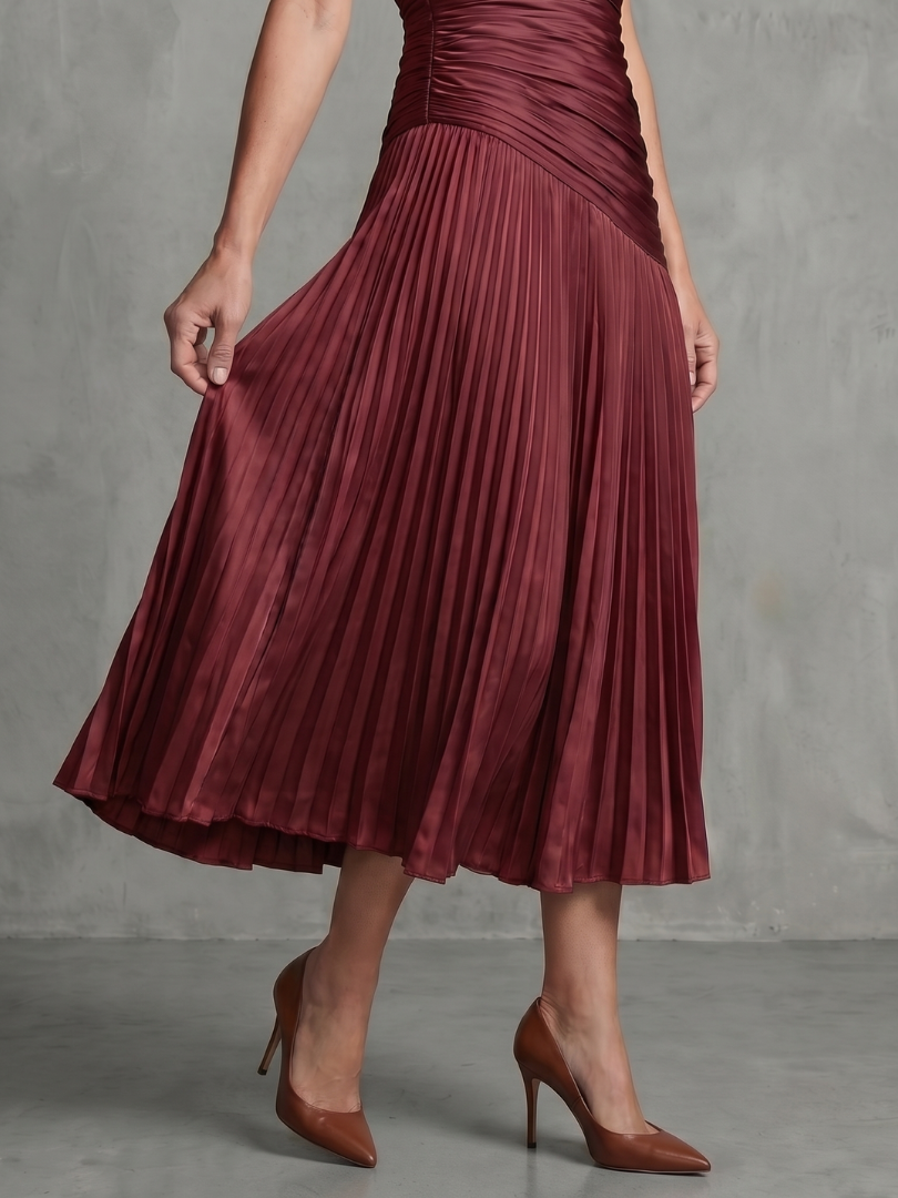 Selena | Pleated-Waist Midi Dress