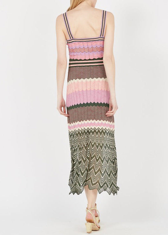 Iyna contrast-color knitted midi dress