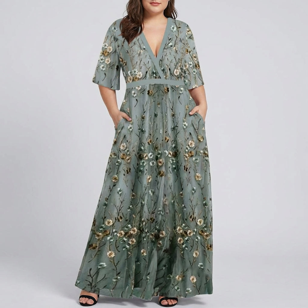 Harper | V-Neck Maxi Dress — Flowy Silhouette