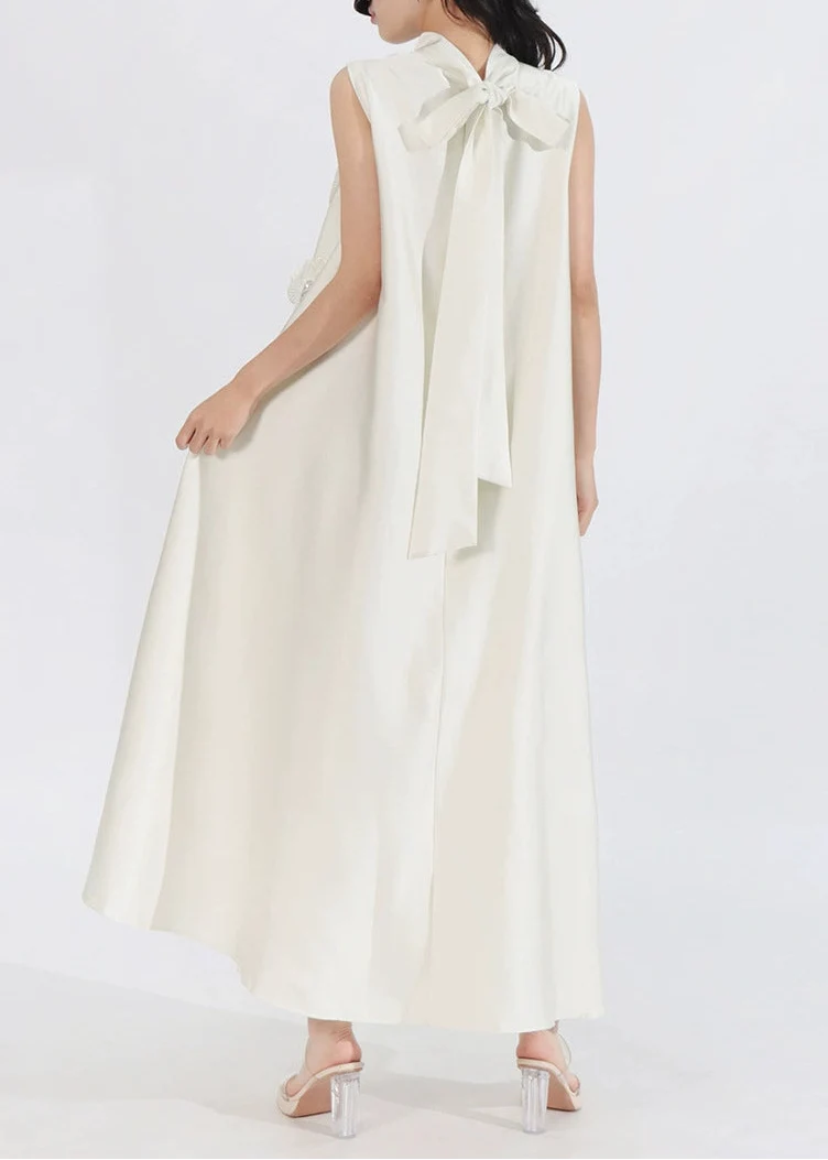 Theoline Sleeveless Floral-Applique Midi Dress In Apricot