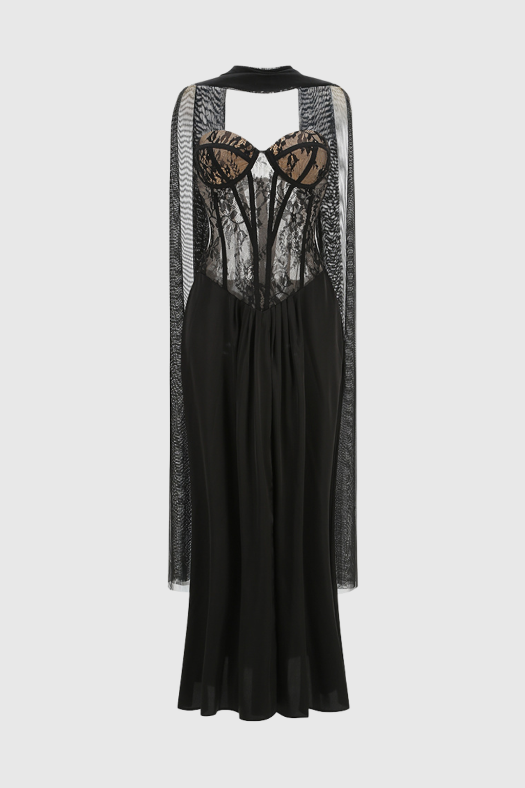 Luvric Strapless Lace Scarf  Maxi Dress