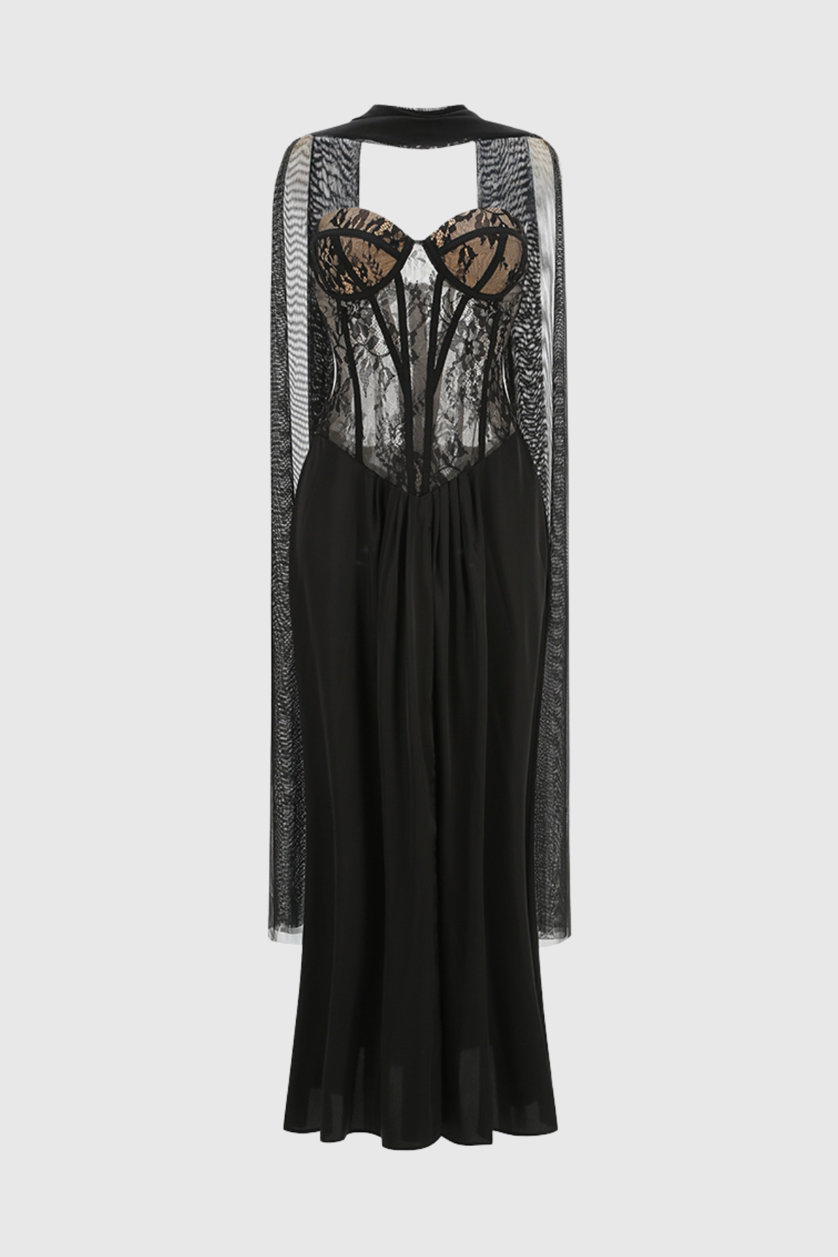 Luvric Strapless Lace Scarf  Maxi Dress