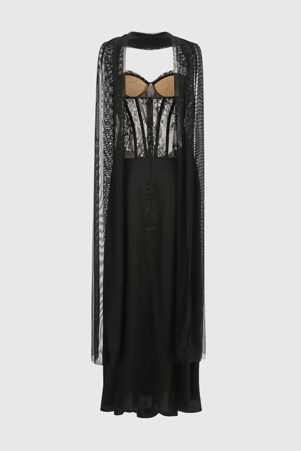 Luvric Strapless Lace Scarf  Maxi Dress
