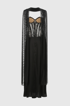 Luvric Strapless Lace Scarf  Maxi Dress