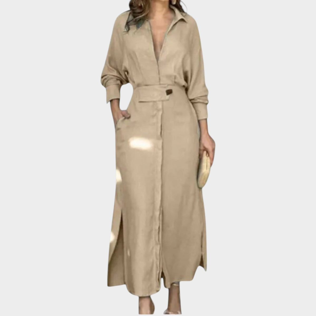 Aisha | Shirt Maxi Dress with Belted Waist