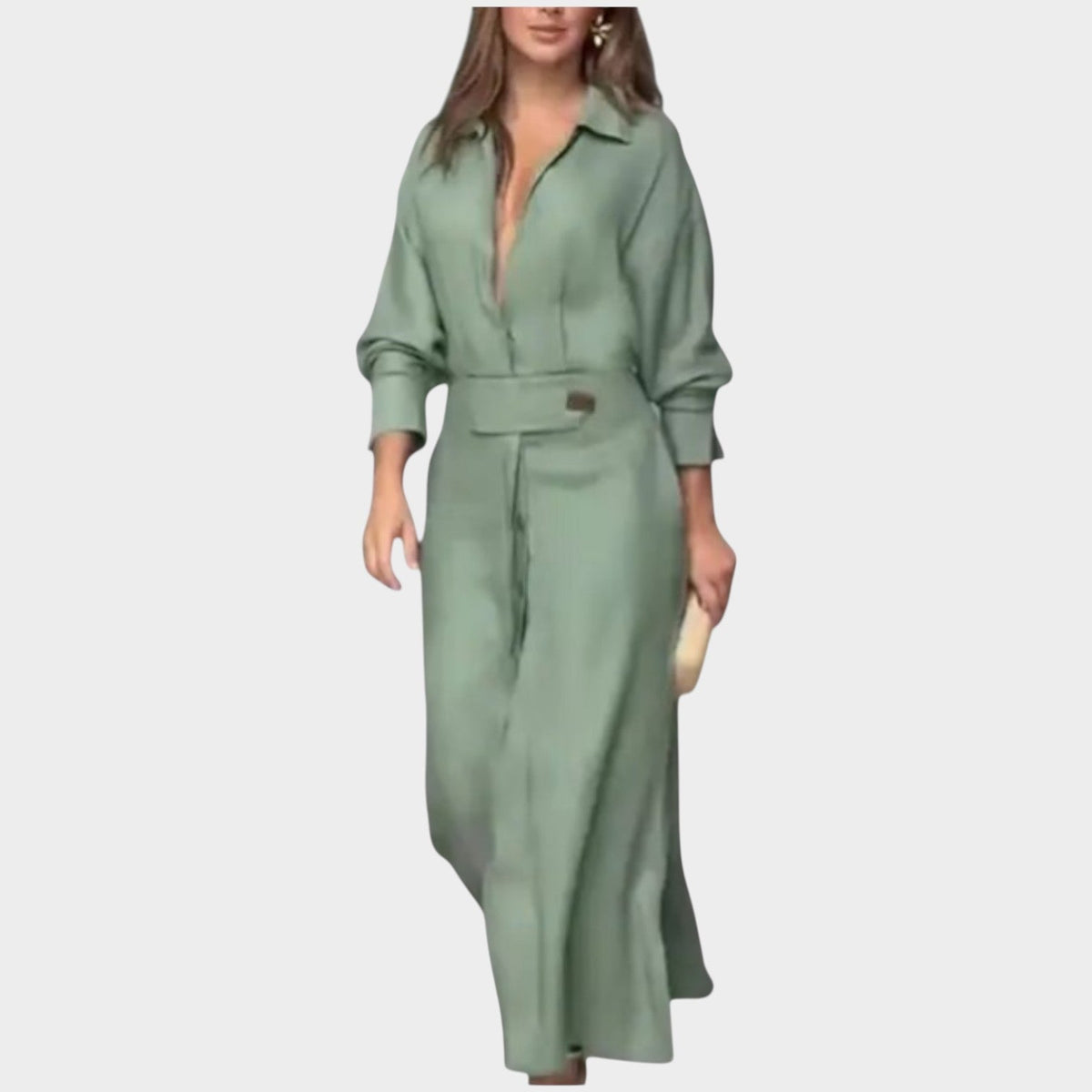 Aisha | Shirt Maxi Dress with Belted Waist