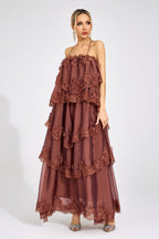 Lumetron Russet Lace Maxi Dress