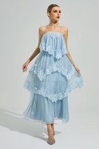 Lumetron Blue Lace Maxi Dress