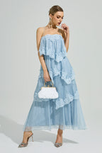 Lumetron Blue Lace Maxi Dress