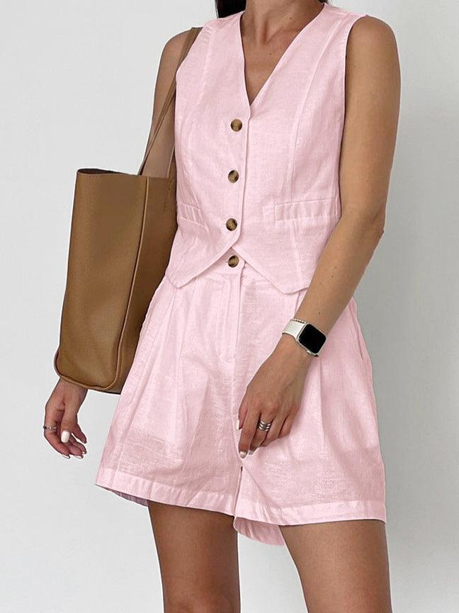 Abigail Cotton & Linen Casual Shorts Set