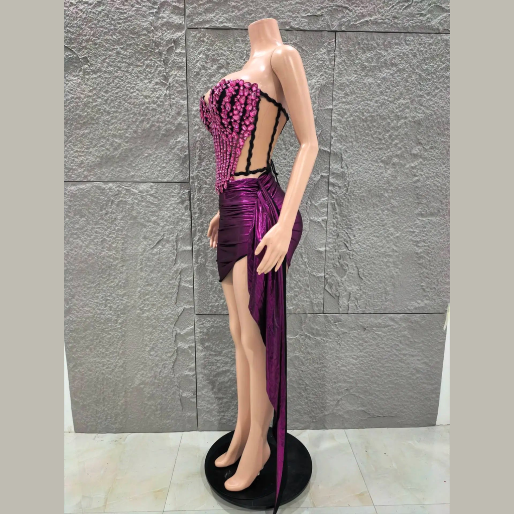 Nyssa - Embellished Corset & Skirt Two-Piece Set