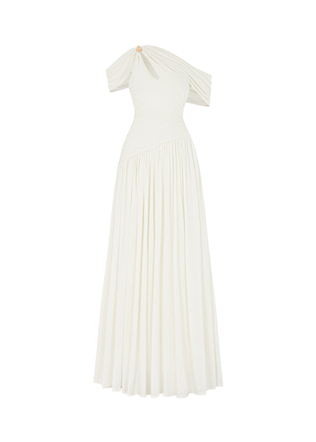 Osenia Pleated Draped Shoulder Maxi Dress
