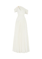Osenia Pleated Draped Shoulder Maxi Dress
