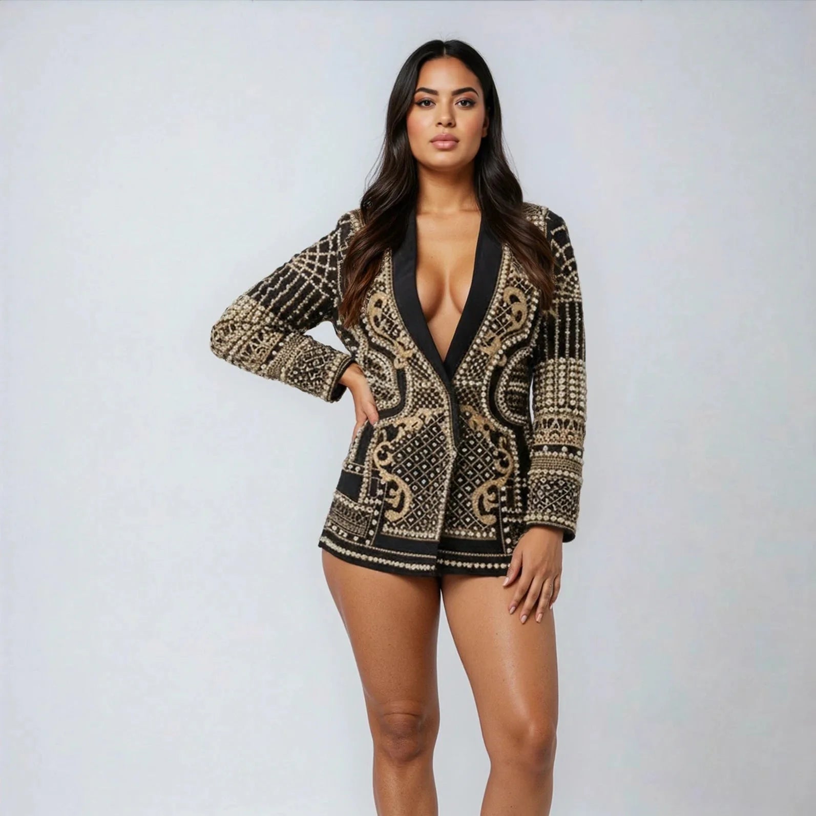 Novalie - Embellished Pearl & Bead Blazer