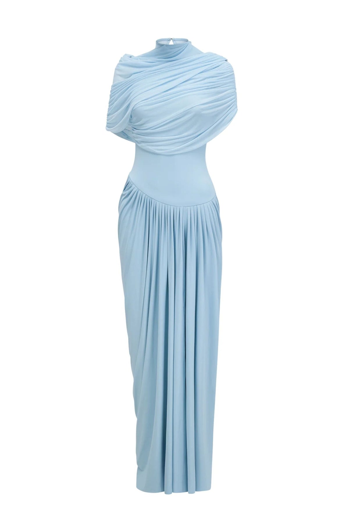Vintage Cape Wrapped Pleated Dress