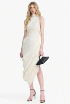 Side Slit Irregular Pleated Maxi Dress