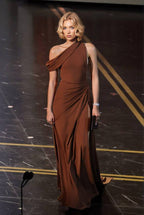 Off-shoulder Pleated Maxi Dress