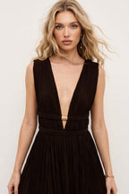 Deep V-Neck Maxi Dress