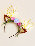 Flower Beauty and the Beast Christmas Reindeer Headband | HeyKat®