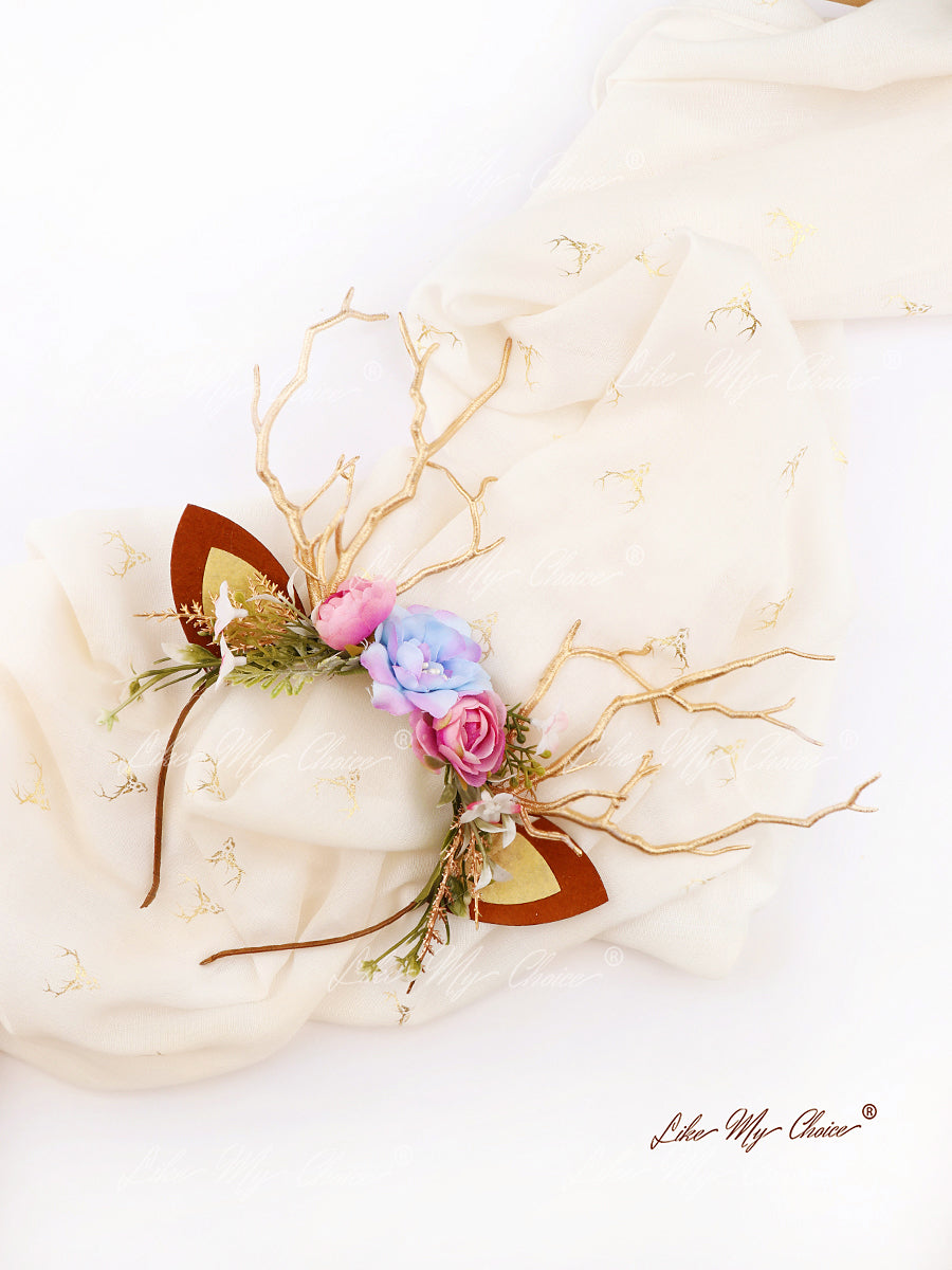 Flower Beauty and the Beast Christmas Reindeer Headband | HeyKat®