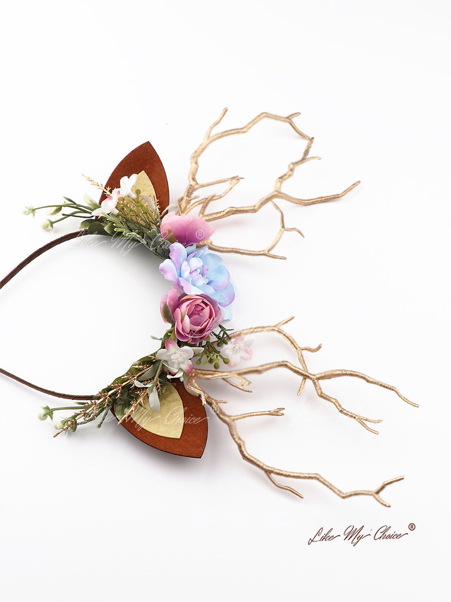 Flower Beauty and the Beast Christmas Reindeer Headband | HeyKat®