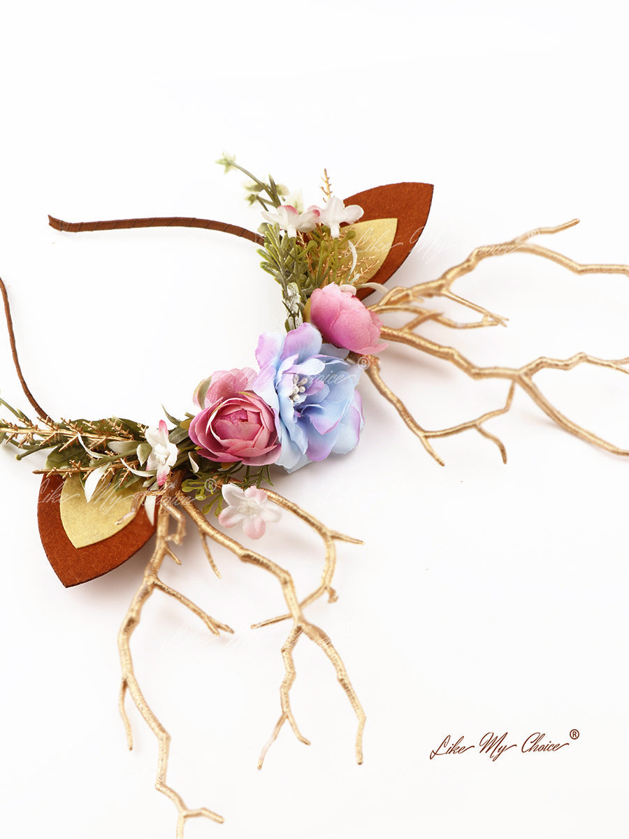 Flower Beauty and the Beast Christmas Reindeer Headband | HeyKat®