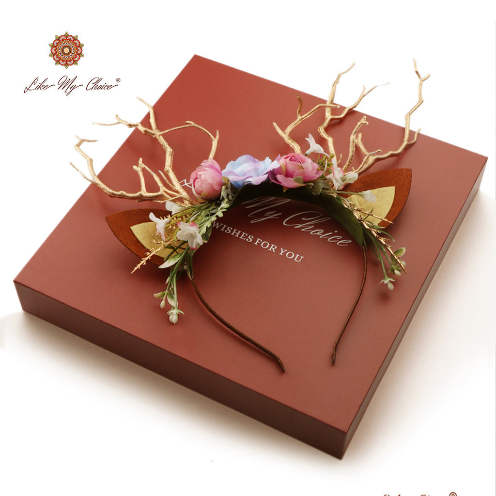 Flower Beauty and the Beast Christmas Reindeer Headband | HeyKat®