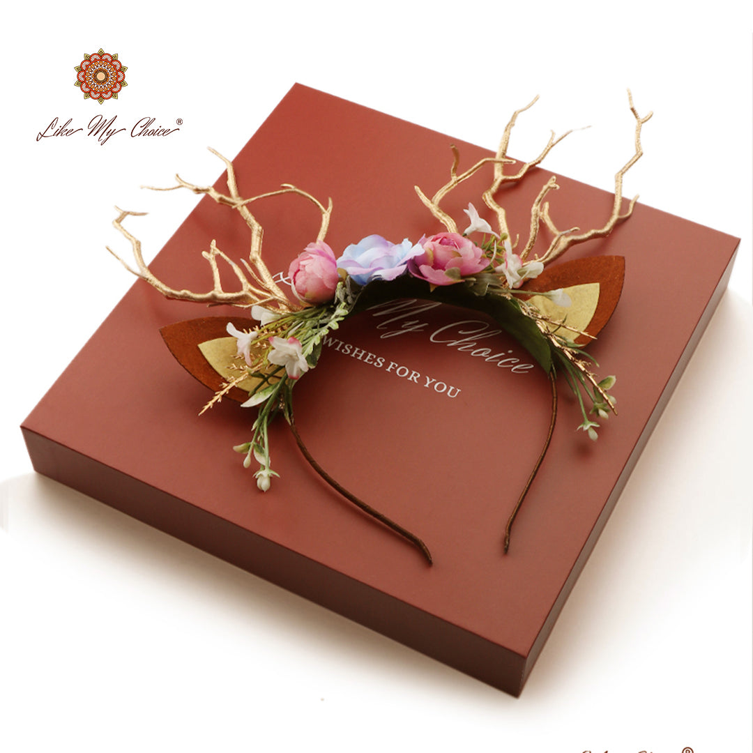Flower Beauty and the Beast Christmas Reindeer Headband | HeyKat®