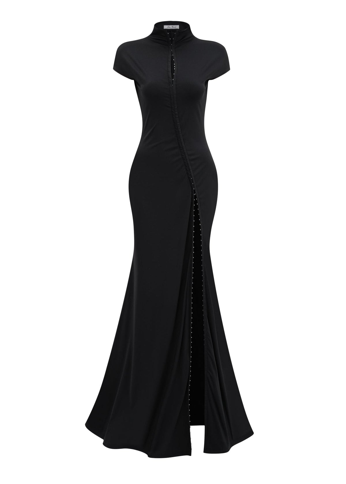 Aaphne Black Keyhole Maxi Dress With High Thigh Slit